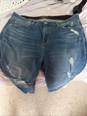 torrid Distressed Dark Blue Denim Shorts